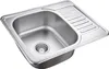 A stainless steel kitchen sink with a drainboard. Produktbild-Vorschau