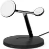 A black Belkin 3-in-1 MagSafe wireless charger with two white charging pads is shown against a white background. Produktbild-Vorschau