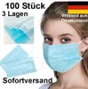 100 Stück Einweg Schutzmaske Virenschutz Sofort 3lagig Produktbild-Vorschau 1