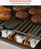 Close-up of grilling accessories on a grill with flames visible below. Produktbild-Vorschau