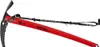 A red ice axe with a black pick and a black strap is shown against a white background. Voir les images du produit