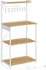A white and wood-colored kitchen rack with multiple shelves, a top shelf, and hanging hooks. Náhled obrázku produktu