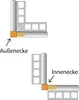 Diagrams showing how to install corner pieces of a tile trim. Produktbild-Vorschau