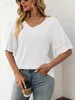 ASKSA Damen T-Shirt Rueschen aermel Bluse V-Ausschnitt Produktbild-Vorschau 3