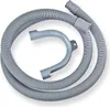 A gray corrugated hose with a curved plastic attachment lies on a white background. Produktbild-Vorschau