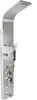 A stainless steel shower panel with a rain showerhead, hand shower, and multiple body jets. Podgląd zdjęcia produktu