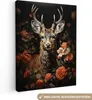 MuchoWow® - Leinwandbilder - Hirsch - Tier - Blumen - Natur Produktbild-Vorschau 1