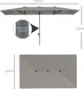 Diagrams showing the dimensions of a large rectangular umbrella. Náhľad obrázku produktu