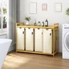 AdelDream Wäschekorb mit Bambusrahmen 200L 4 Fächer Produktbild-Vorschau 4