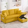 Modułowa sofa narożna w kolorze musztardowym, obita Podgląd zdjęcia produktu 12