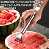 2-in-1 Edelstahl Obstschneider, Wassermelonen-Gabel und Produktbild-Vorschau 4