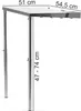 A stainless steel side table for a grill, with dimensions indicated. Náhled obrázku produktu