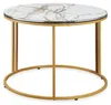 Table basse 'Aulum' 50 x 70 cm marbre, blanc / or Voir les images du produit 2