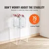 A clear acrylic C-shaped side table with three large bottles of water on top, demonstrating its weight capacity. Anteprima dell’immagine prodotto