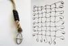 A split image showing a close-up of a rope with a metal clip on the left, and a net made of rope on the right. Produktbild-Vorschau