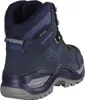 A single blue hiking boot shown from a rear-side angle against a gray background. Produktbild-Vorschau