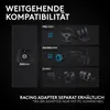 Marketing image showing compatibility of a racing wheel base with different series of accessories. Produktbild-Vorschau