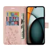 A rose gold flip phone case with card slots and a phone inside. Produktbild-Vorschau