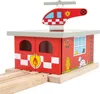 Bigjigs Holz Eisenbahnset Feuerwehrstation mit Produktbild-Vorschau 1