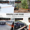 A collage of four images demonstrating different uses of a towing strap, with a central text overlay. Náhled obrázku produktu