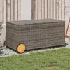 Gartentruhe mit Rollen Grau 190L Poly Rattan - Gartenboxen Produktbild-Vorschau 1