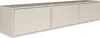 A long, wall-mounted TV cabinet with three doors. Voir les images du produit