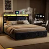 Letto imbottito Fortuna Lai 140x200 cm, LED, USB e Type-C, Anteprima dell’immagine prodotto 3