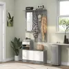 Garderobenm?bel-Set mit 6-Haken-Garderobe, Schuhregal mit Produktbild-Vorschau 4