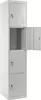 A tall, gray metal locker with multiple compartments, some of which are open. Náhľad obrázku produktu