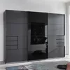 Schwebetürenschrank 3-türig 270cm, graphit mit schwarzem Produktbild-Vorschau 1