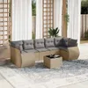 Design 8-tlg. Garten-Sofagarnitur mit Kissen Beige Poly Produktbild-Vorschau 1