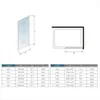 Diagrams and tables showing dimensions and sizes for shower enclosures. Produktbild-Vorschau