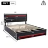 A diagram showing the dimensions of a black bed frame with red LED lighting. Produktbild-Vorschau