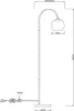 A technical drawing of a floor lamp with dimensions indicated. Produktbild-Vorschau