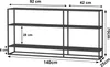 A diagram showing the dimensions of a black metal shelving unit. Produktbild-Vorschau