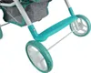 A close-up view of the wheels and handle of a doll stroller. Produktbild-Vorschau