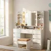 Relaxdays Schminktafel, met LED-spiegel en opbergruimte, Productafbeelding-voorbeeld 6