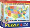 The image shows the front and side of a puzzle box for a United States of America map puzzle. Anteprima dell’immagine prodotto