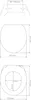 Diagrams showing the dimensions of a toilet seat. Produktbild-Vorschau