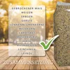 A bag of birdseed with a list of ingredients on a transparent overlay. Produktbild-Vorschau
