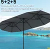 COSTWAY ombrellone doppio 380x200cm con manovella e 12 Anteprima dell’immagine prodotto 5