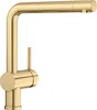 A close-up studio shot of a gold kitchen faucet against a white background. Produktbild-Vorschau