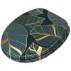 A toilet seat with a monstera leaf pattern. Produktbild-Vorschau