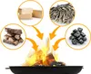 An illustration showing different types of fuel (wood logs, branches, briquettes, and coal) being added to a fire pit. Náhľad obrázku produktu