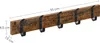 A wooden coat rack with black metal hooks, shown with dimensions indicated. Produktbild-Vorschau