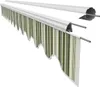A close-up, isolated view of a retractable awning with a striped fabric. Produktbild-Vorschau