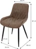 A brown upholstered dining chair with dimensions indicated by measurement lines and text. Náhľad obrázku produktu