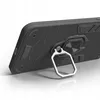 A black phone case with a silver ring stand is shown from a side angle on a white background. Produktbild-Vorschau