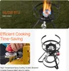 Collage of images showing a propane burner, a hand adjusting a propane tank regulator, and a close-up of the burner. Anteprima dell’immagine prodotto