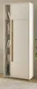 A modern white and wood tone cabinet with an open shelving unit on the left. Produktbild-Vorschau